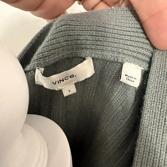 🆕 Vince Poet Sleeve Wool & Cashmere-blend Cardigan in Mineral Sea